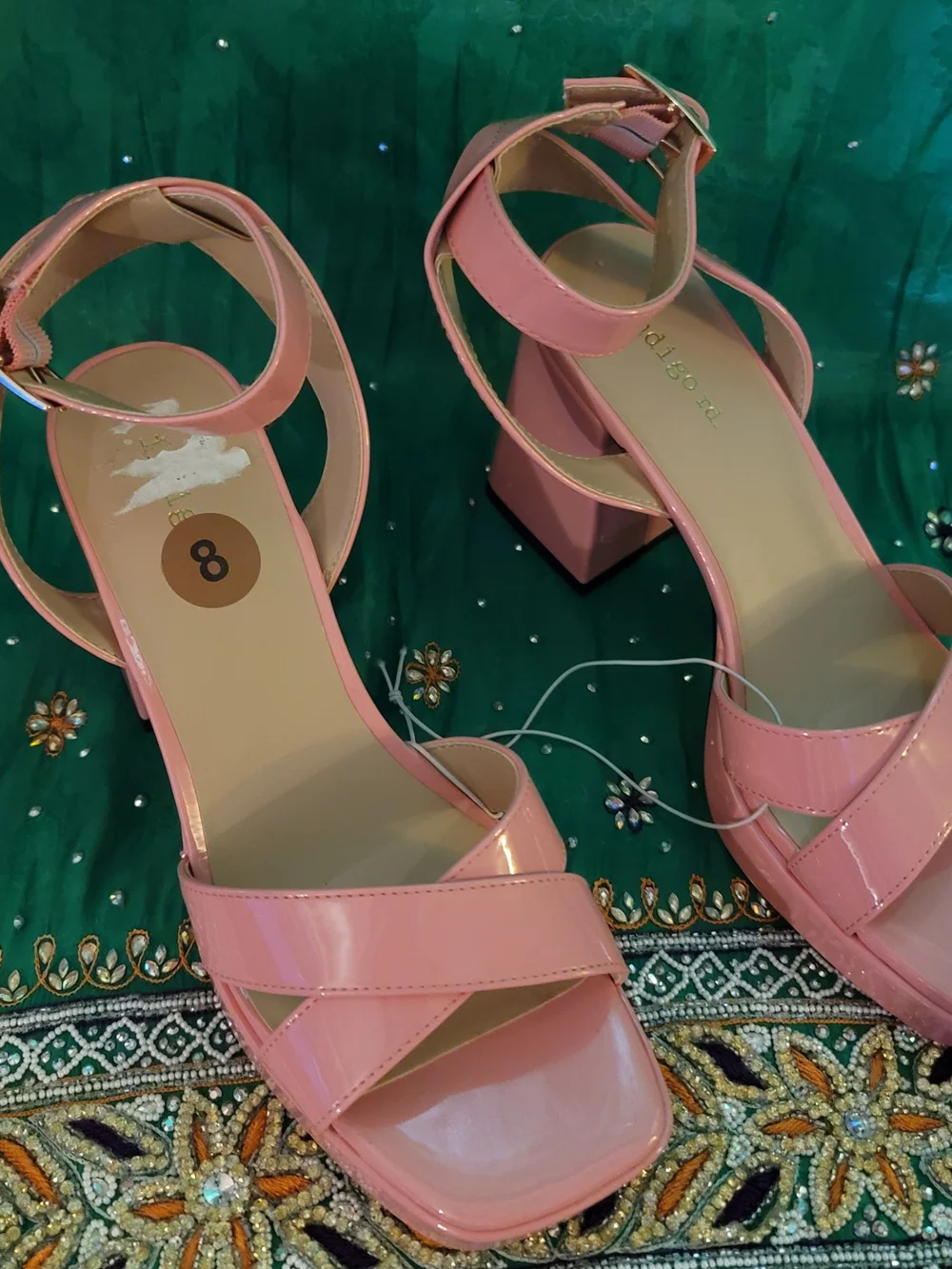 Women’s Pink Patent Block Heel Sandals